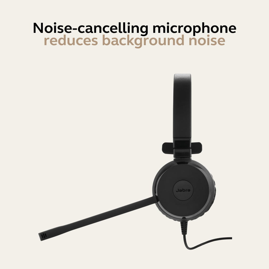Jabra Evolve 30 II Stereo MS USB-C/A Wired Headset – Ms Teams Certified On-Ear Headphones with Noise Cancelling Mic, USB-C & USB-A Connectivity, Stereo Sound for Calls, Office, Work from Home, Black