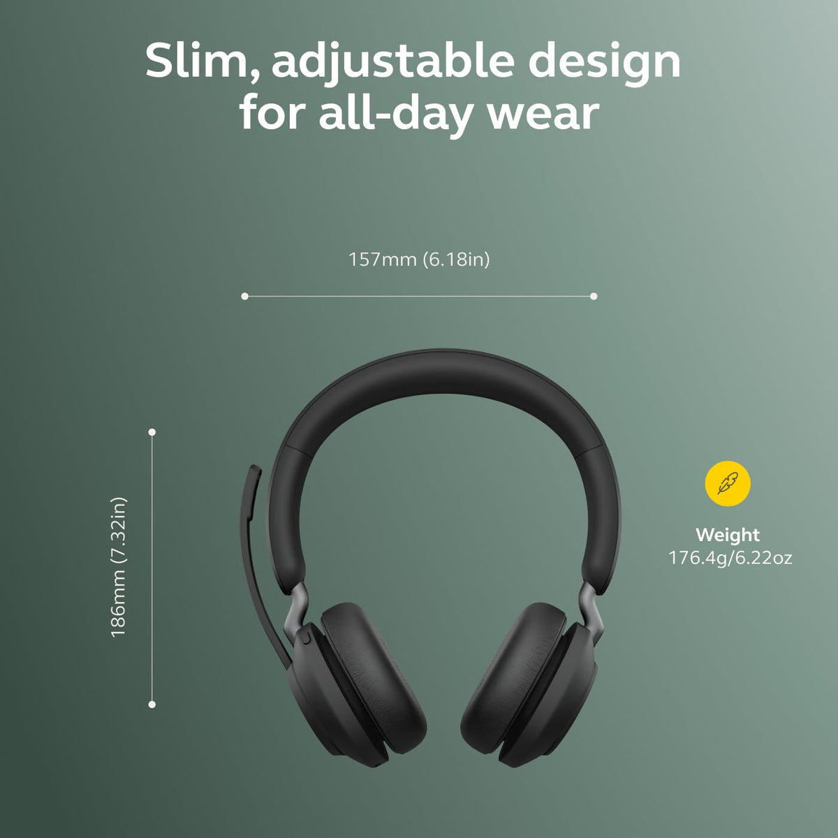Jabra Evolve2 65 Bluetooth Wireless Headset with Mic for Calls and Music, Dual-Ear Headphones with USB-A Adapter, Up to 37 Hours Battery, Noise-Cancelling, Works with Online Meeting Apps, Black (193)