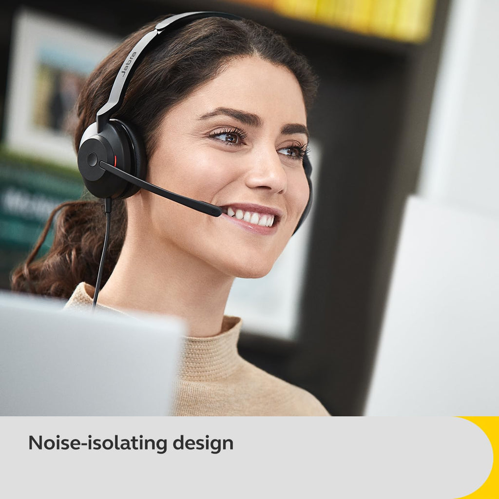 Jabra Evolve2 30 SE UC Stereo USB C/A Binaural Headset USB Headphone with Mic UC Stereo USB-C to USB-A Connectivity Noise Cancelling Leather Cushion for All Day Comfort Teams/Zoom Support