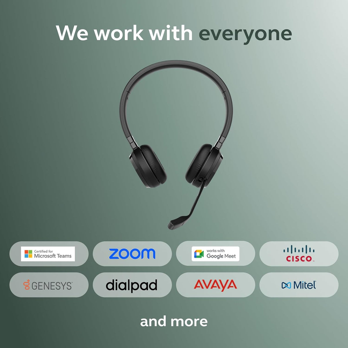 Jabra Evolve 65 TE MS Bluetooth Headset with Mic | Wireless Stereo Office Headphones | Teams Certified | USB-A Link 390 | Work from Home Headset for PC & Mobile.