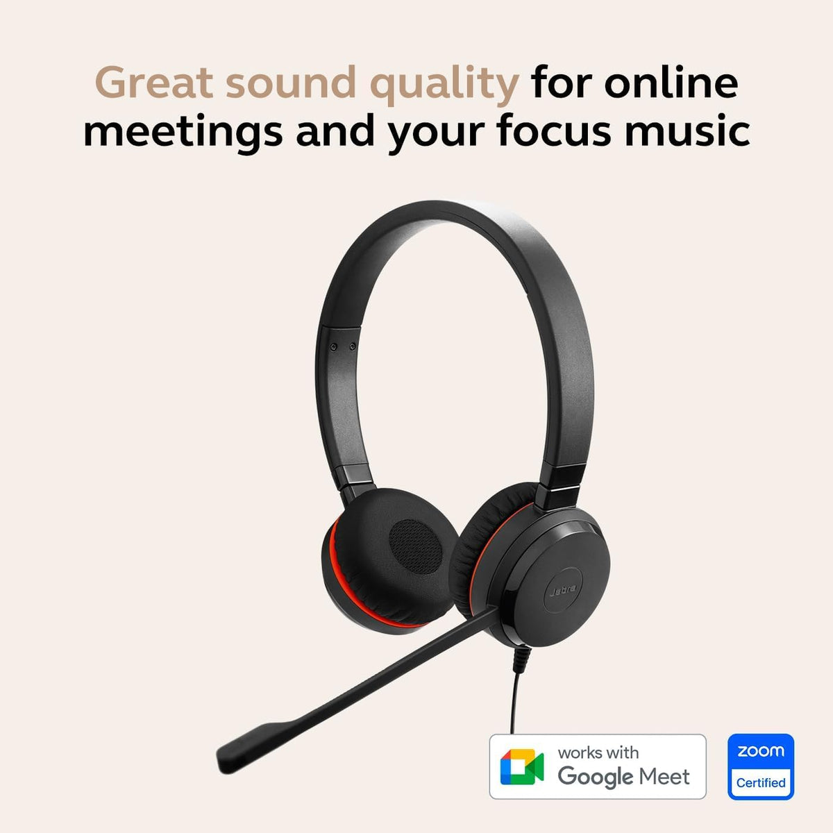Jabra Evolve 30 II Stereo MS USB-C/A Wired Headset – Ms Teams Certified On-Ear Headphones with Noise Cancelling Mic, USB-C & USB-A Connectivity, Stereo Sound for Calls, Office, Work from Home, Black