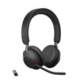 Jabra Evolve2 65 Bluetooth Wireless Headset with Mic for Calls and Music, Dual-Ear Headphones with USB-A Adapter, Up to 37 Hours Battery, Noise-Cancelling, Works with Online Meeting Apps, Black (193)