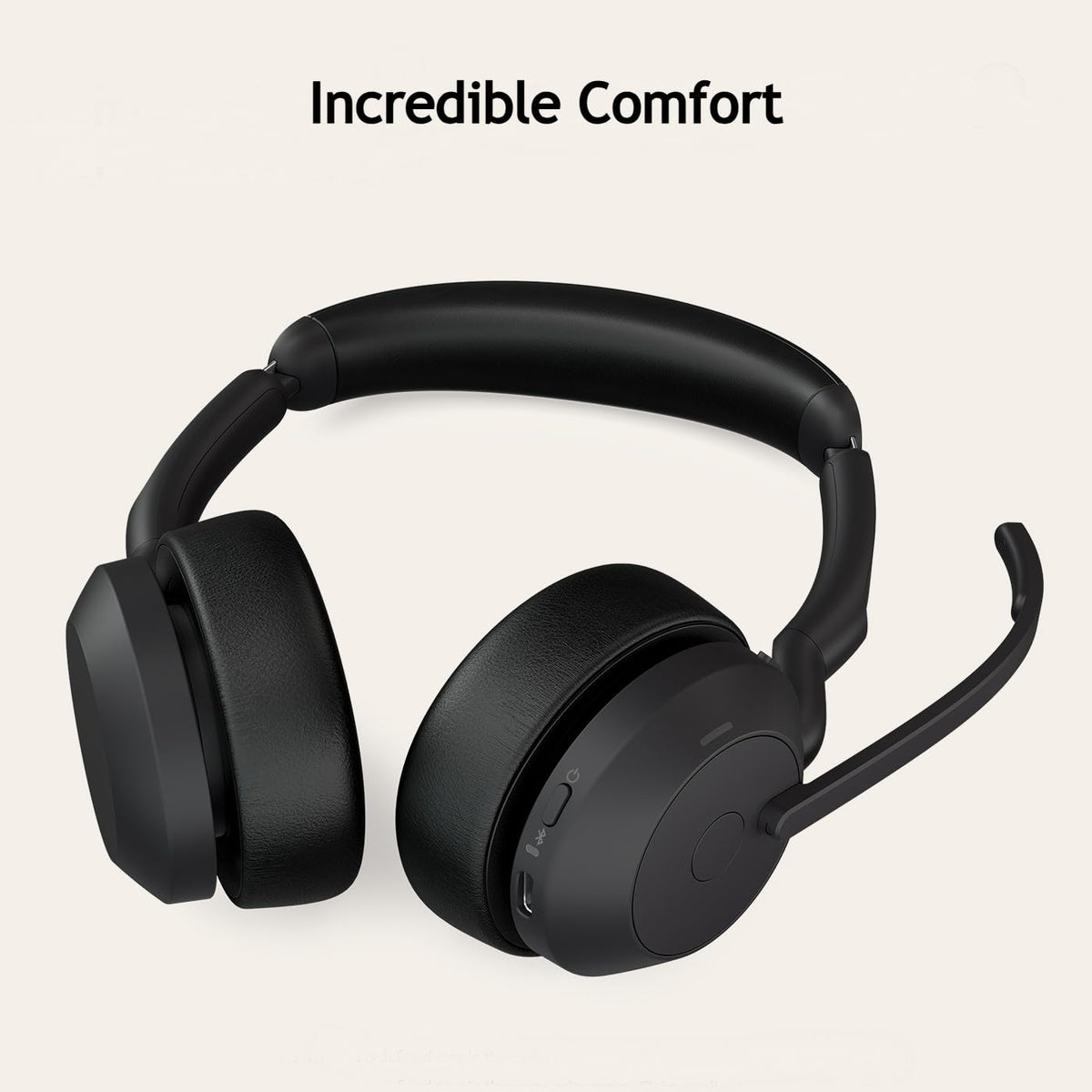 Jabra Evolve2 55 Link 390/380c UC USB-C Stereo with Charging Stand, Air Comfort Technology, Noise-Cancelling Mics, and ANC - Works with UC Platforms Such as Zoom and Google Meet - Black