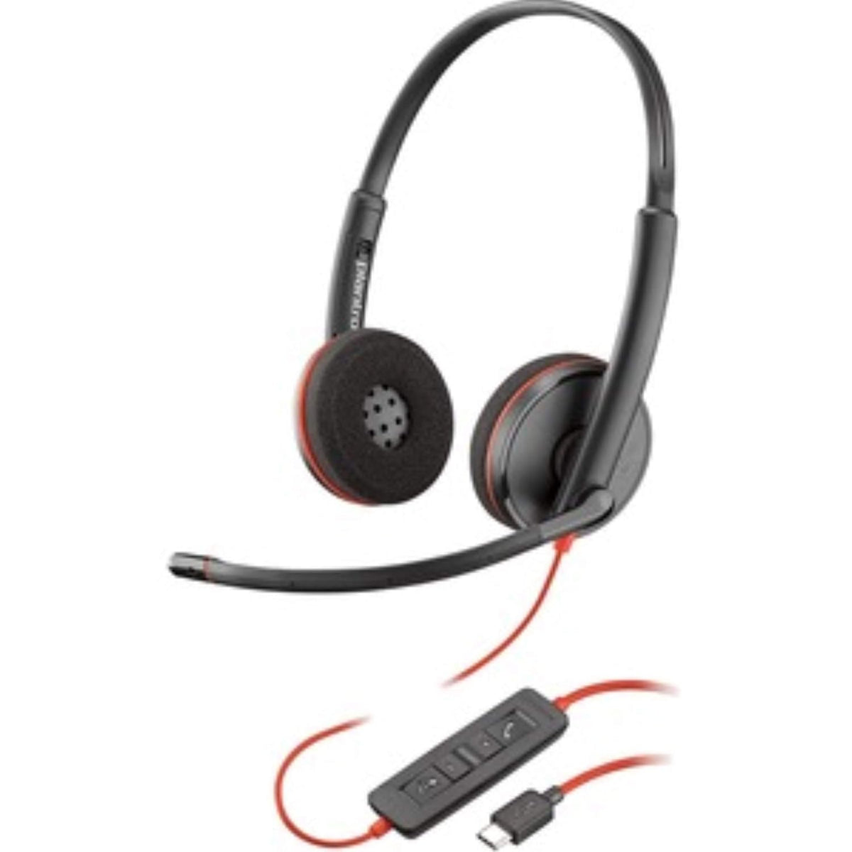 Poly Plantronics - Blackwire 3220 Wired Headphones On Ear Headphones with Mic (Black)