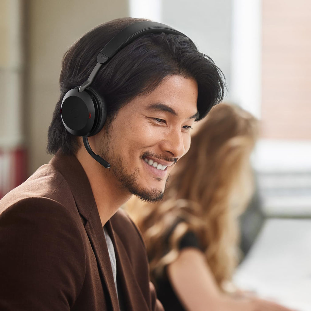 Jabra Evolve2 75 PC Wireless On Ear Headset with 8-Mic Technology - Dual Foam Stereo Headphones with Adjustable Advanced Active Noise Cancelling, USB-C Bluetooth Adapter and UC Compatibility - Black