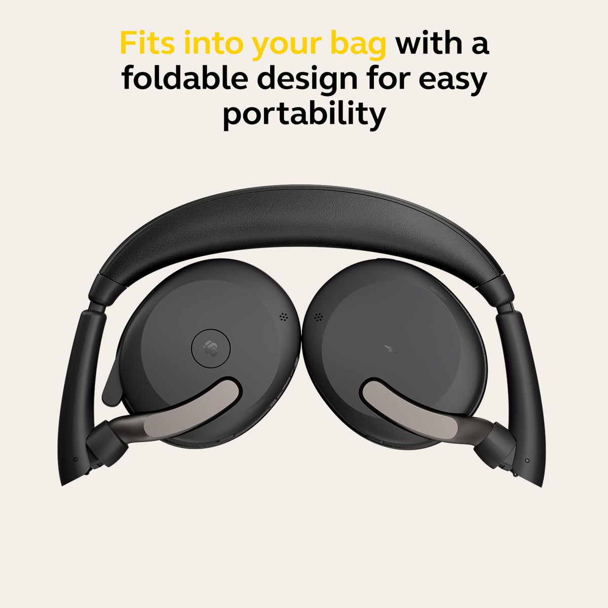 Jabra Evolve2 65 Flex MS Teams Wireless Bluetooth Headset with USB-C Adapter, Hybrid ANC Headphones, Foldable Business Headset, ClearVoice Mic, 20Hr Talk Time, Portable Office Headphones.