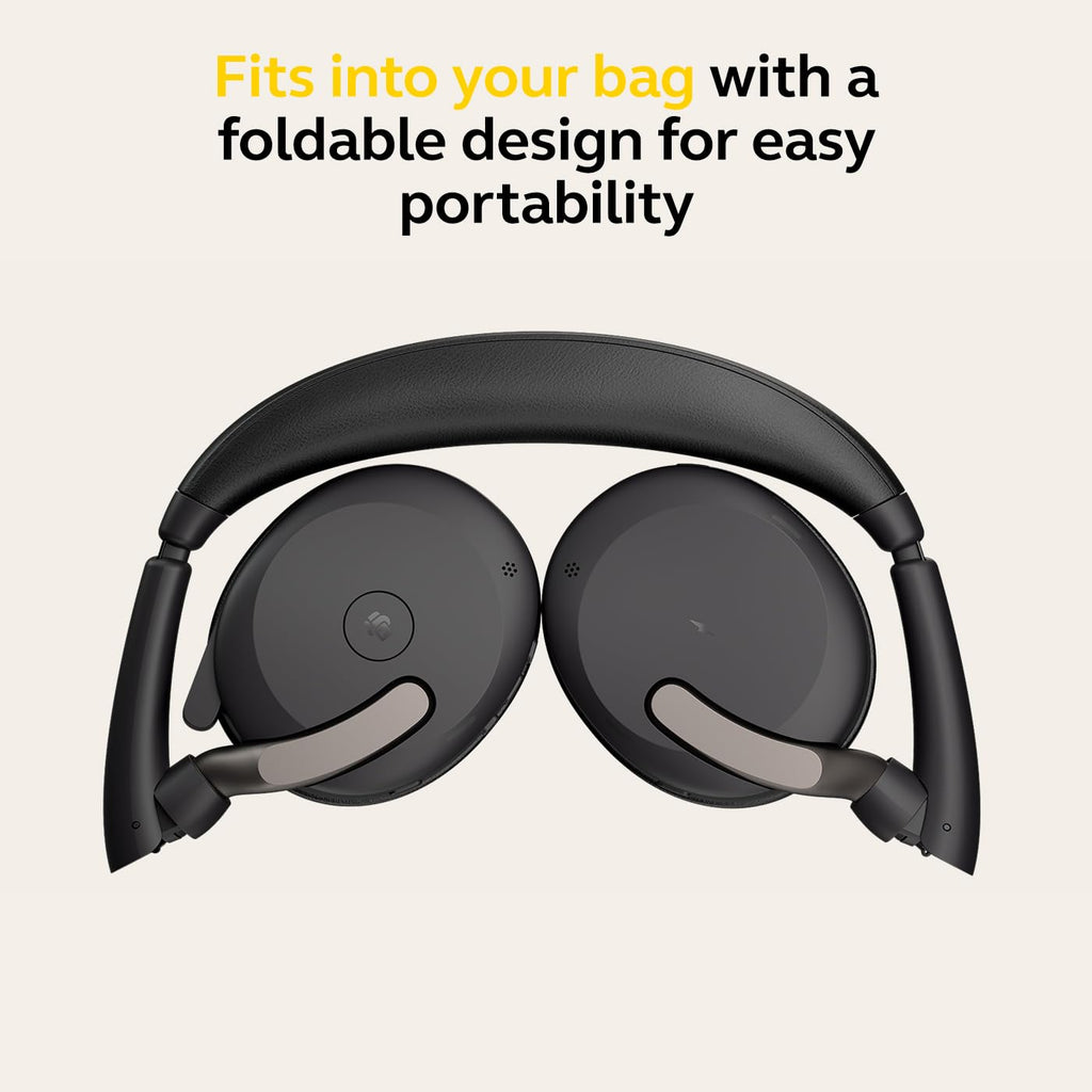 Jabra Evolve2 65 Flex USB-A MS Wireless Bluetooth Headset | Microsoft Teams Certified | Hybrid ANC Office Headset with Foldable Design