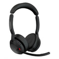 Jabra Evolve2 55 Link 390/380c UC USB-C Stereo with Charging Stand, Air Comfort Technology, Noise-Cancelling Mics, and ANC - Works with UC Platforms Such as Zoom and Google Meet - Black