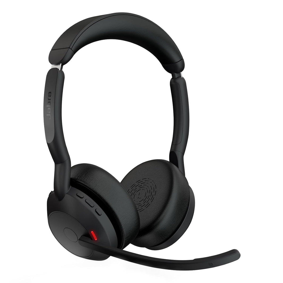 Jabra Evolve2 55 Link 390/380c UC USB-C Stereo with Charging Stand, Air Comfort Technology, Noise-Cancelling Mics, and ANC - Works with UC Platforms Such as Zoom and Google Meet - Black