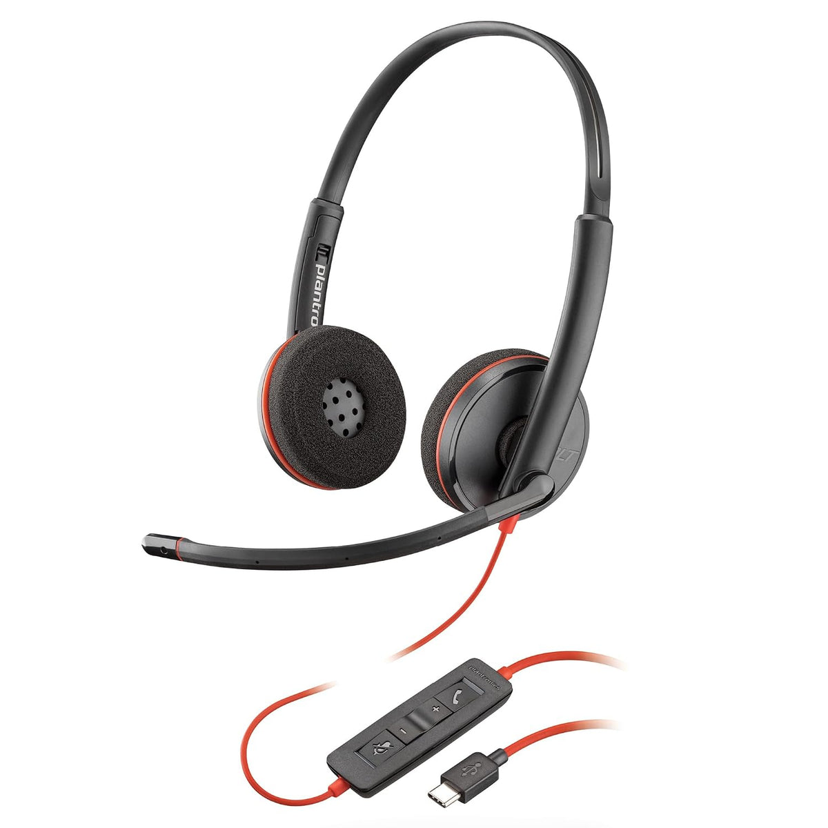 Poly (Plantronics) Blackwire 3220 Stereo Headset, On Ear w/Noise-canceling mic, 118g, Connect to Mobile/Tablet via USB-C/A, Lightweight Metal Headband, Dynamic EQ, Hi-Fi Stereo, Black, 9P7X8AA
