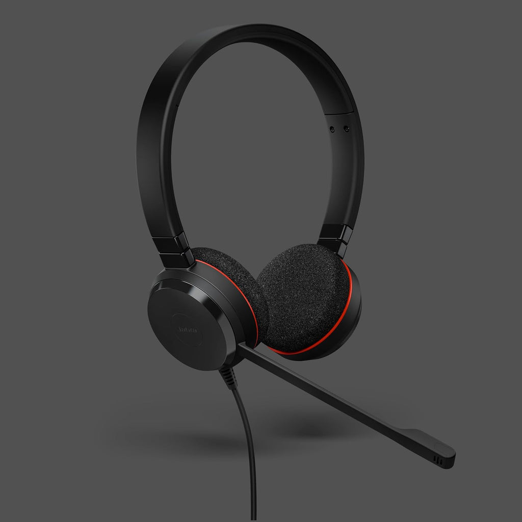 Jabra Evolve 20 MS Stereo USB-C/A Wired Headset with Noise-Cancelling Microphone | MS Teams Certified | Professional On-Ear Business Headphones for PC & Laptop | Plug & Play | Office & Call Center