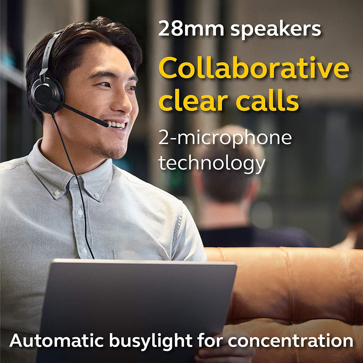 Jabra Evolve2 30 Se On Ear Wired Stereo Noise-Cancelling Headset-Features 2-Mic Call Technology & Usb-C Cable-Works With All Leading Unified Communications Platforms Such As Zoom & Google Meet-Black