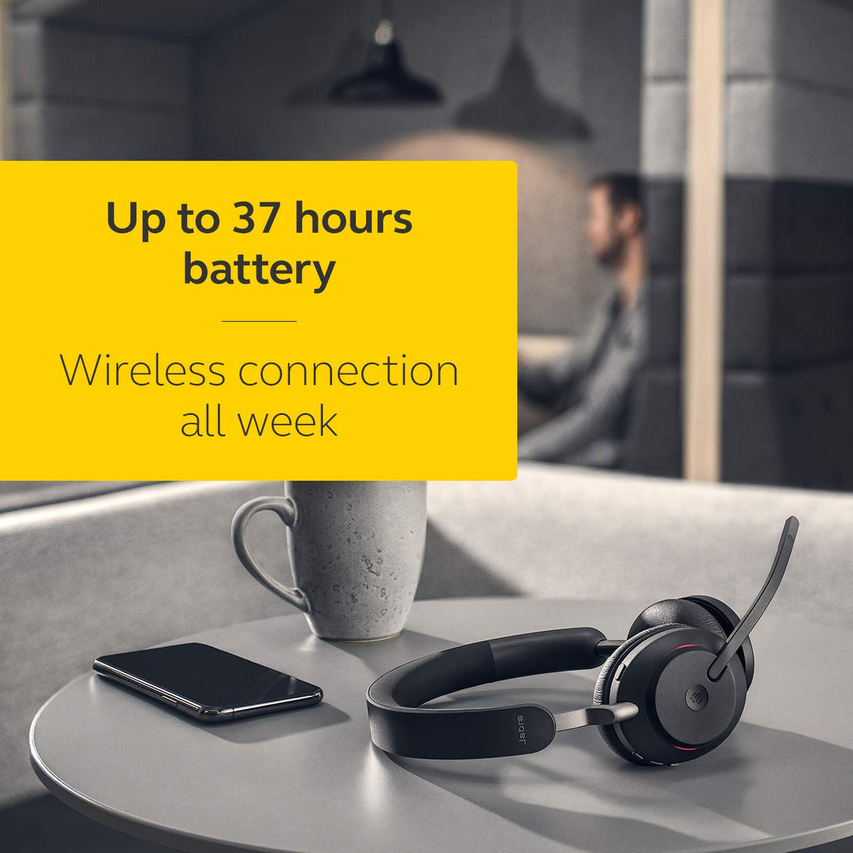 Jabra Evolve2 65 Link 390/380a Wireless PC Headset – Noise Cancelling Microsoft Teams Certified Stereo Headphones with Long-Lasting Battery – USB-C Bluetooth Adapter – Black