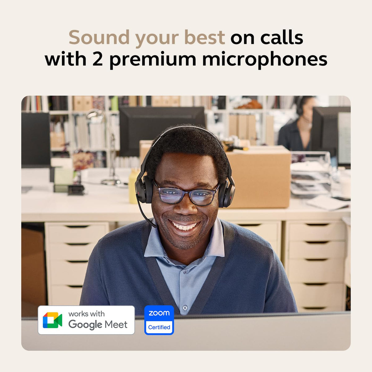 Jabra Evolve2 55 Link 390/380c UC USB-C Stereo with Charging Stand, Air Comfort Technology, Noise-Cancelling Mics, and ANC - Works with UC Platforms Such as Zoom and Google Meet - Black