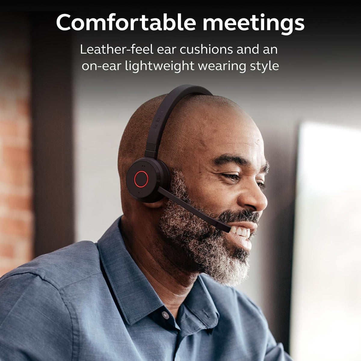 Jabra Evolve 65 TE MS Bluetooth Headset with Mic | Wireless Stereo Office Headphones | Teams Certified | USB-A Link 390 | Work from Home Headset for PC & Mobile.