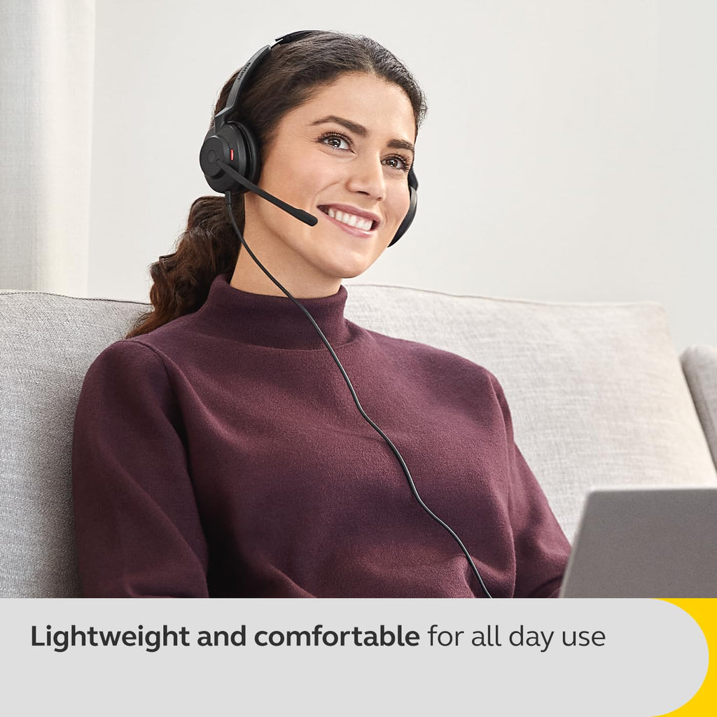 Jabra Evolve2 30 SE UC Stereo USB C/A Binaural Headset USB Headphone with Mic UC Stereo USB-C to USB-A Connectivity Noise Cancelling Leather Cushion for All Day Comfort Teams/Zoom Support
