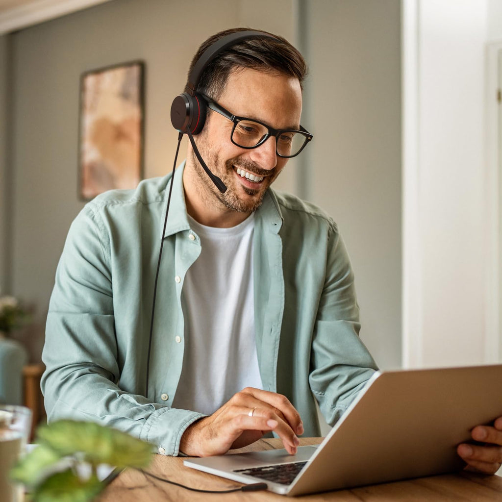 Jabra Evolve 20 MS Stereo USB-C/A Wired Headset with Noise-Cancelling Microphone | MS Teams Certified | Professional On-Ear Business Headphones for PC & Laptop | Plug & Play | Office & Call Center