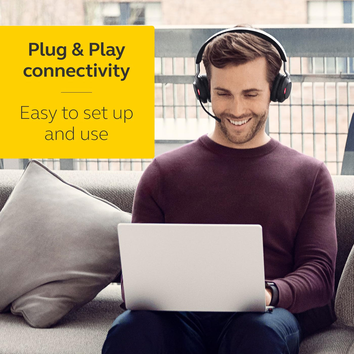 Jabra Evolve2 65 Link 390/380a Wireless PC Headset – Noise Cancelling Microsoft Teams Certified Stereo Headphones with Long-Lasting Battery – USB-C Bluetooth Adapter – Black