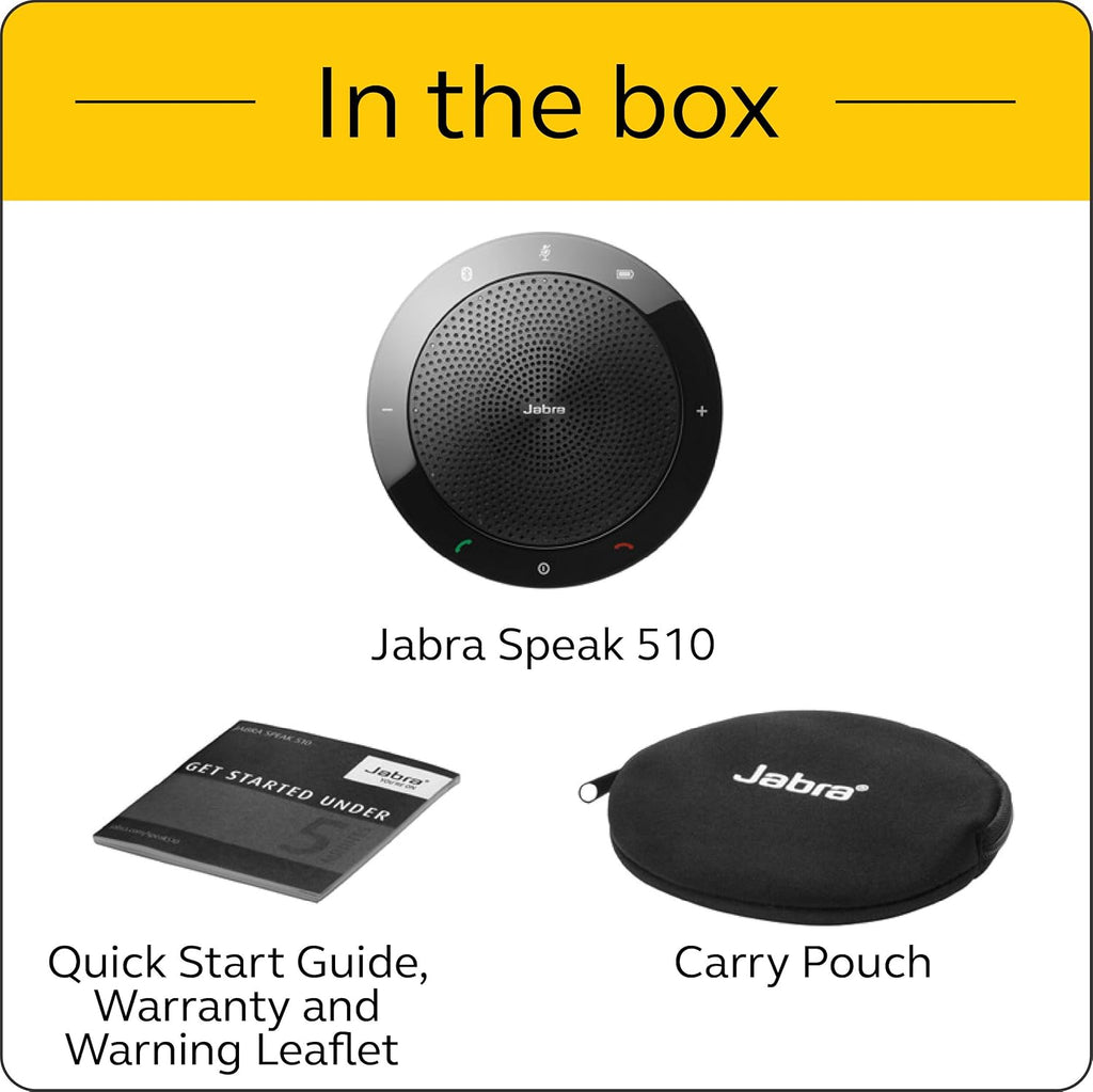 Jabra Speak 510 MS USB & Bluetooth Conference Speakerphone | Microsoft Teams & Skype Certified | Portable Speakerphone for Meetings | 360° Omni-Directional Mic | Crystal Clear HD Audio
