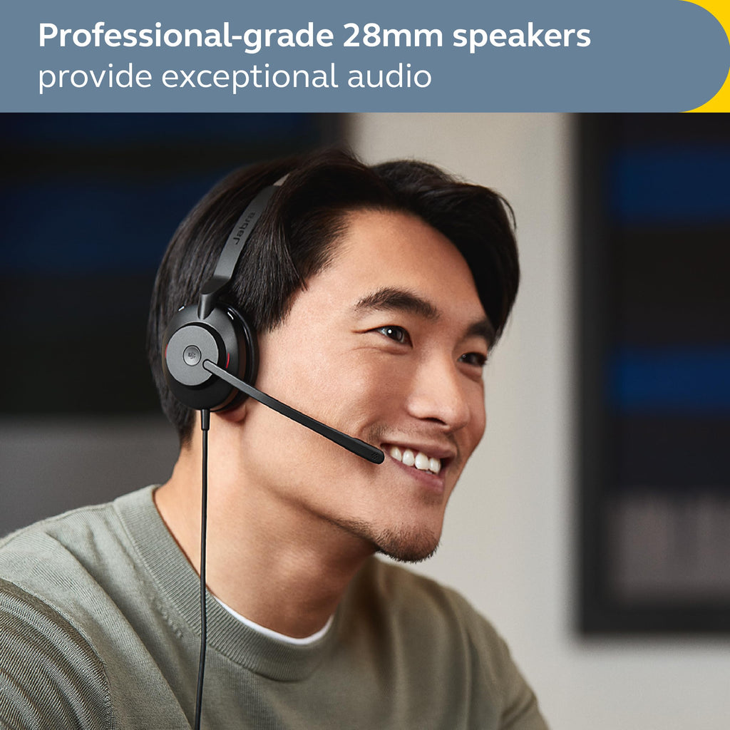 Jabra Evolve2 30 Se On Ear Wired Stereo Noise-Cancelling Headset-Features 2-Mic Call Technology & Usb-C Cable-Works With All Leading Unified Communications Platforms Such As Zoom & Google Meet-Black