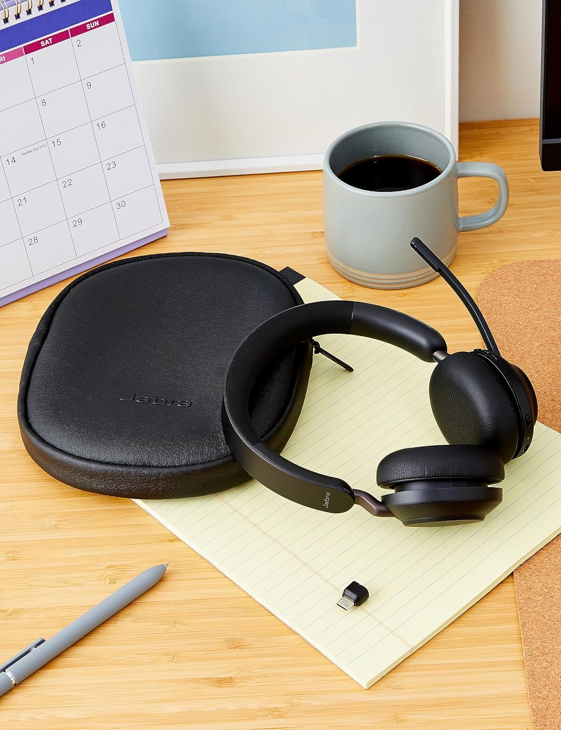 Jabra Evolve2 65 Link 390/380a Wireless PC Headset – Noise Cancelling Microsoft Teams Certified Stereo Headphones with Long-Lasting Battery – USB-C Bluetooth Adapter – Black